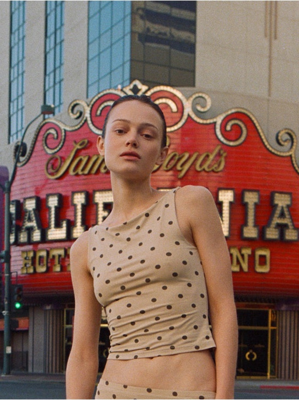 With Jean Beige Polka Dot Top